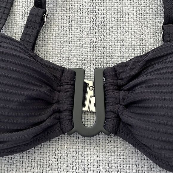 Sea Level Swim Bikini Top Spinnaker U Bar Bandeau Womens Black Size 4 - Picture 3 of 8